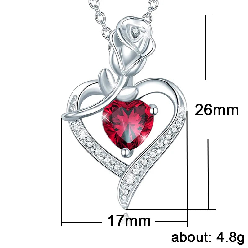 Red Heart CZ Necklace"