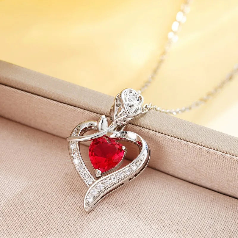 Red Heart CZ Necklace"