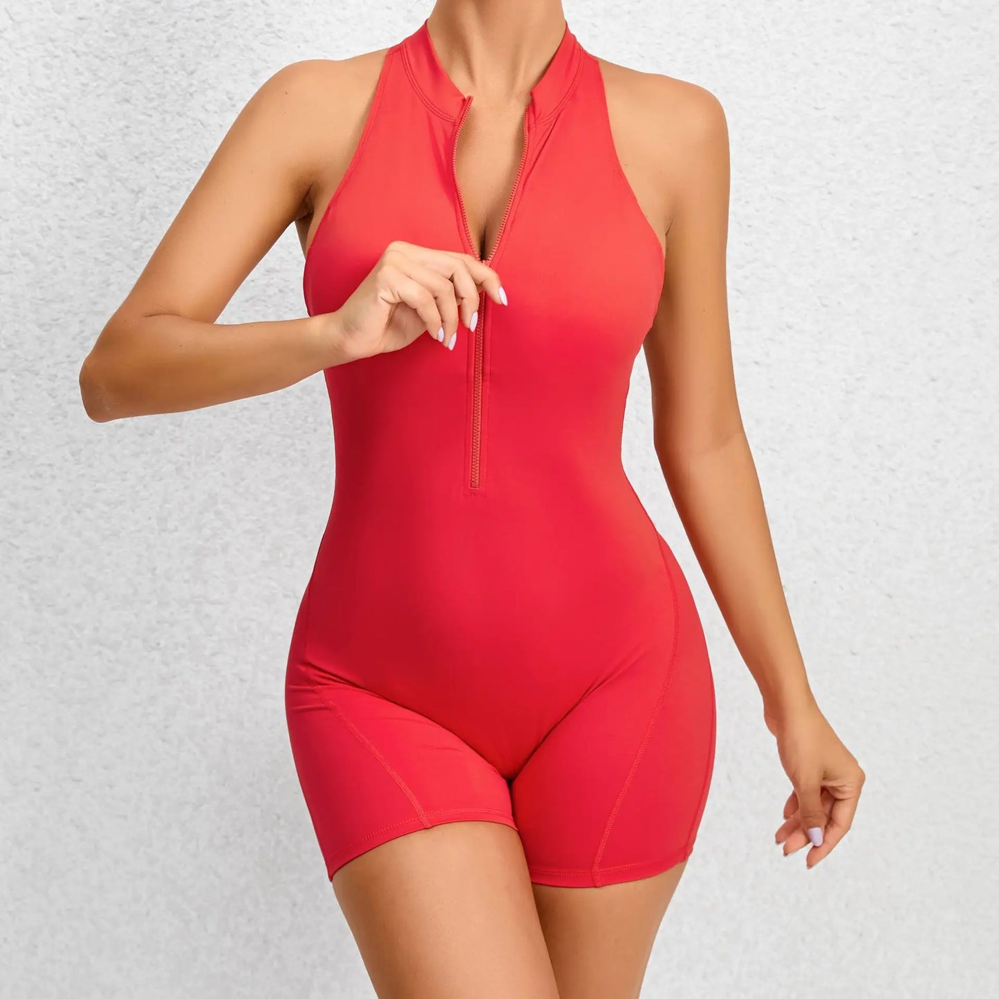 Elastic Zipper Jumpsuit