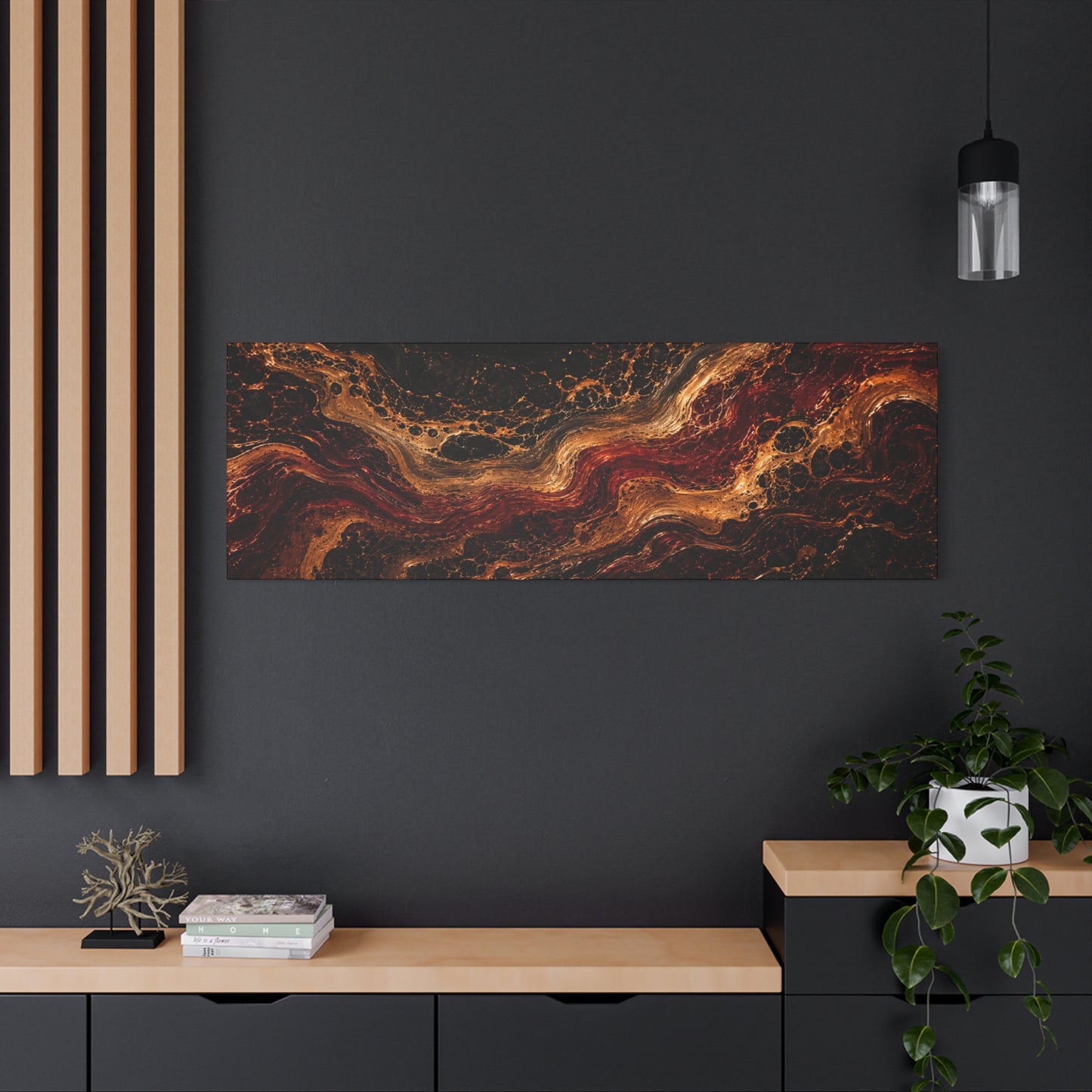Molten Ember — Panoramic Fluid Art Canvas