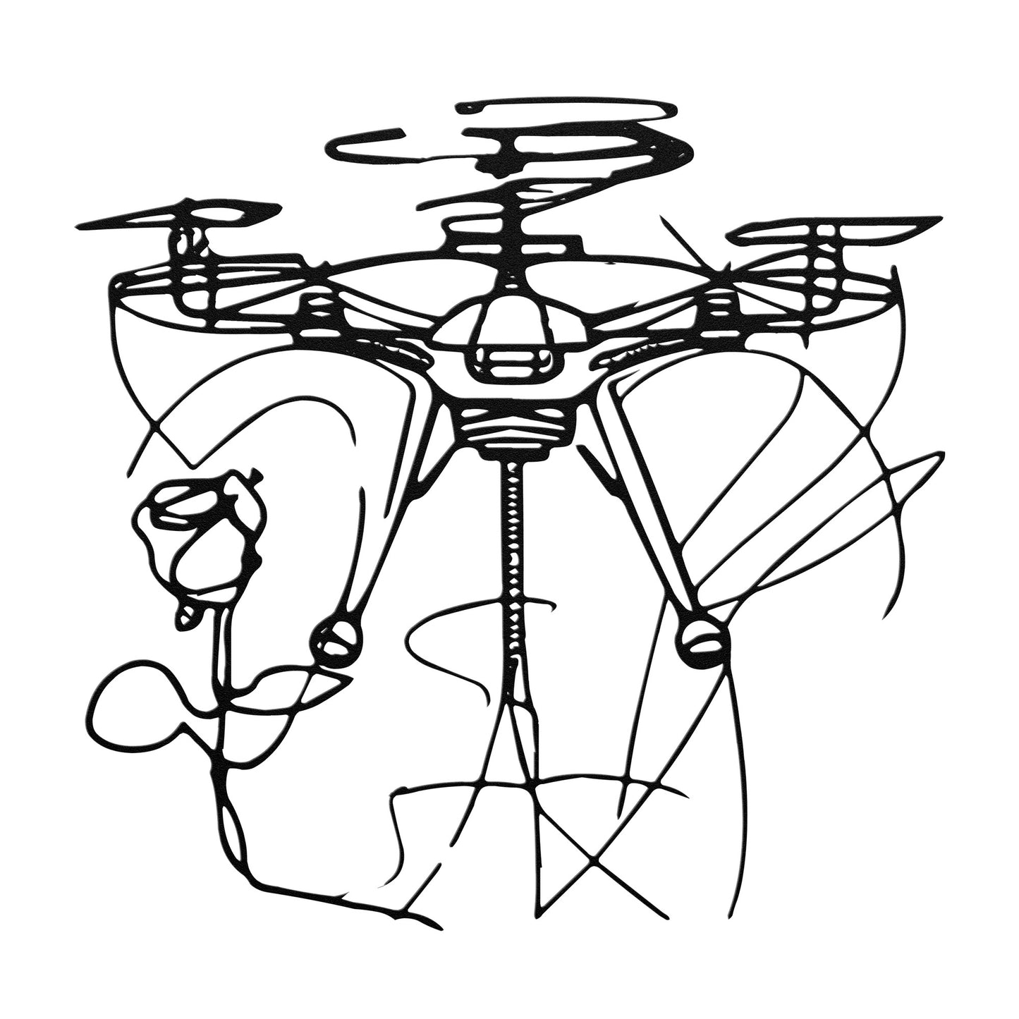 Drone & Rose Metal Sign