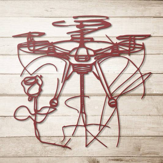 Drone & Rose Metal Sign