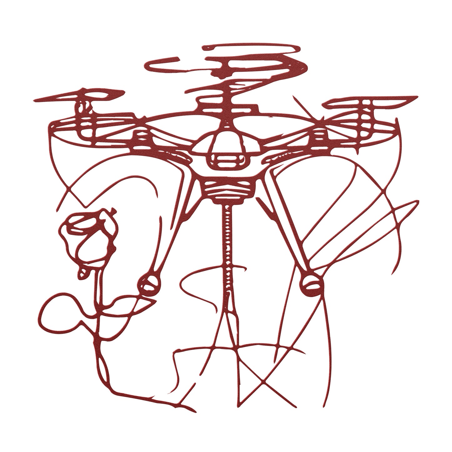 Drone & Rose Metal Sign