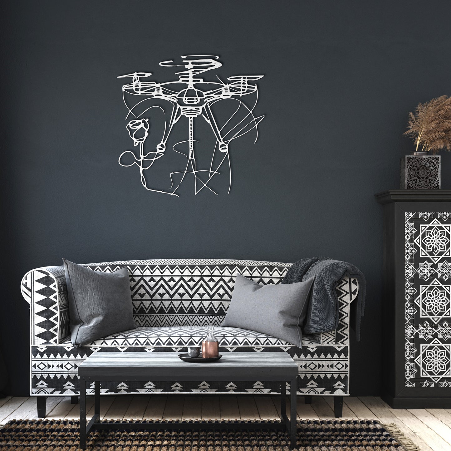Drone & Rose Metal Sign