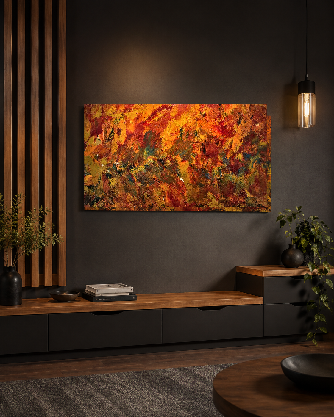 Ember Flow No.1 — Panoramic Abstract Canvas