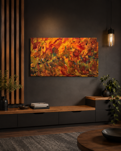 Ember Flow No.1 — Panoramic Abstract Canvas