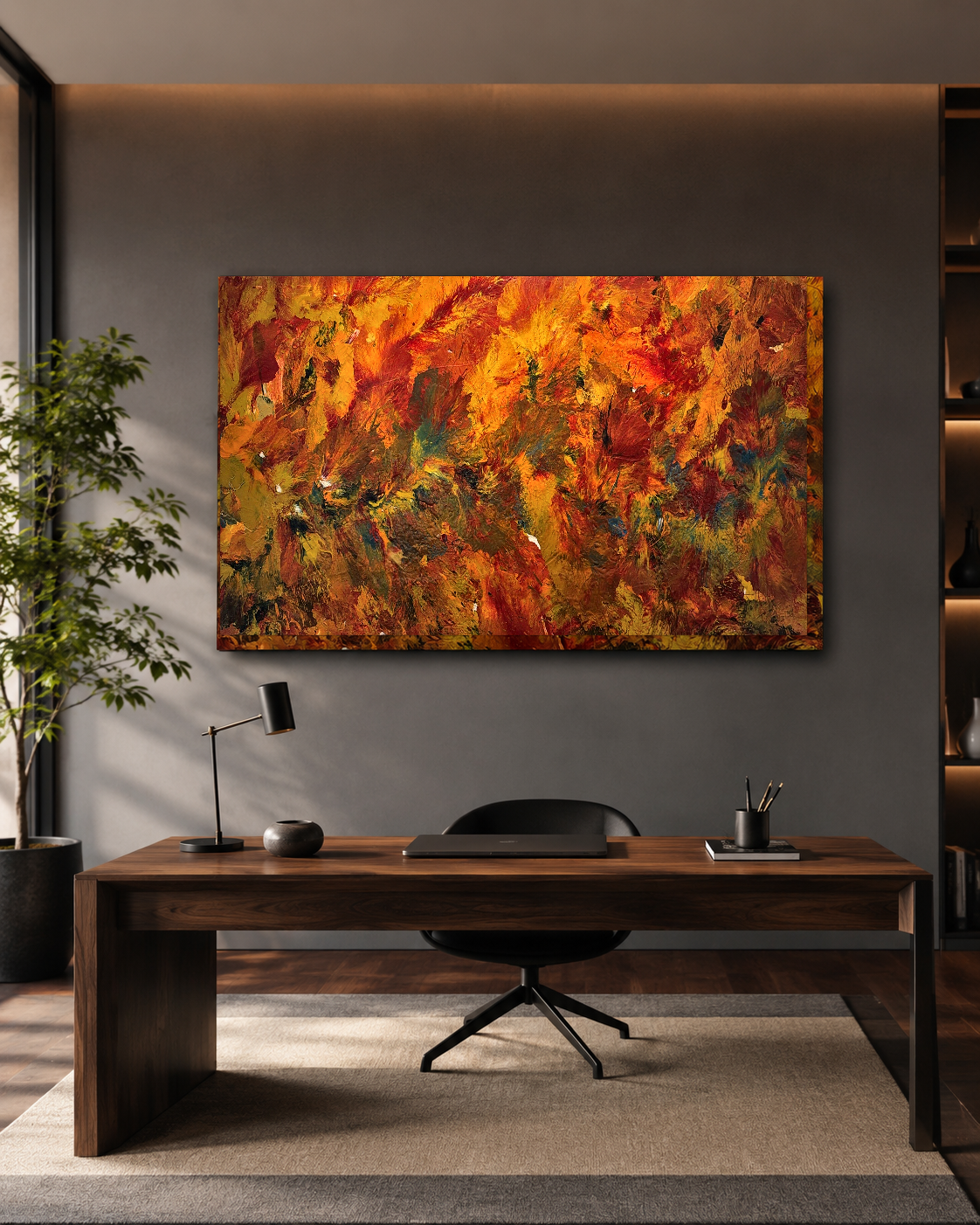 Ember Flow No.1 — Panoramic Abstract Canvas