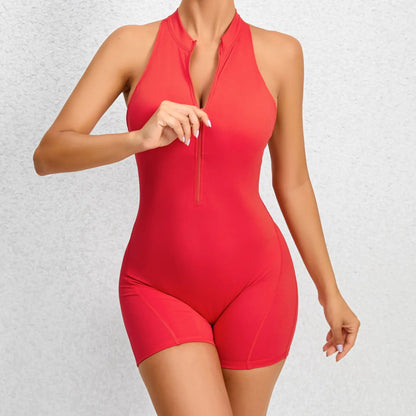 Elastic Zipper Jumpsuit