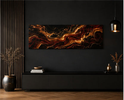 Molten Ember — Panoramic Fluid Art Canvas