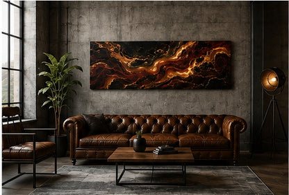 Molten Ember — Panoramic Fluid Art Canvas