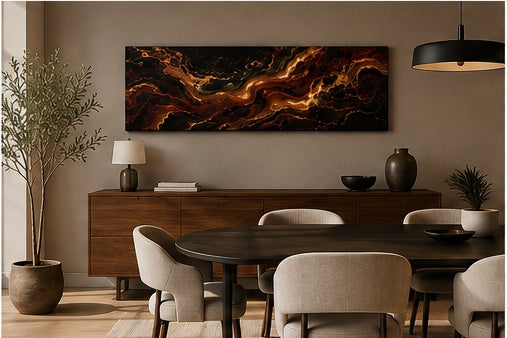 Molten Ember — Panoramic Fluid Art Canvas