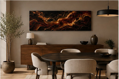 Molten Ember — Panoramic Fluid Art Canvas